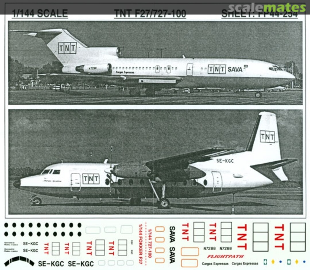 Boxart TNT: Fokker F.27 / Boeing 727-100C FP44-254 Flightpath Decals