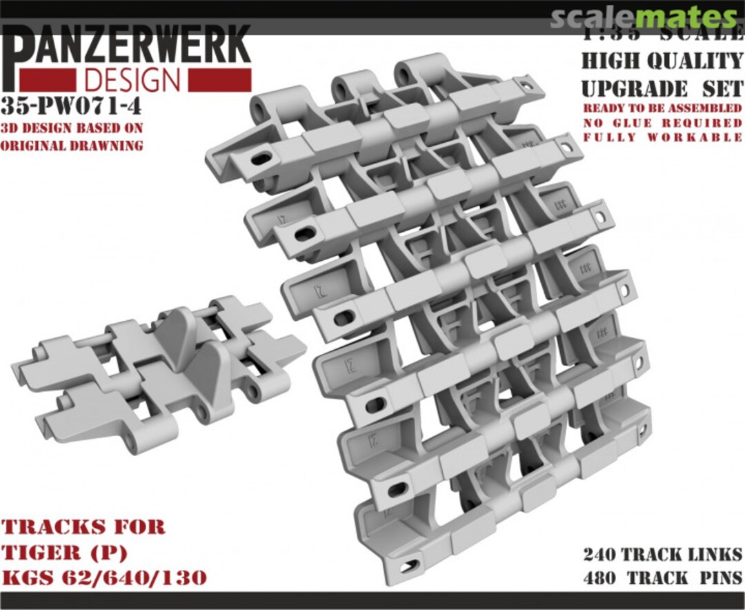 Boxart Tiger P 640mm Tracks 35PW-071-4 Panzerwerk design