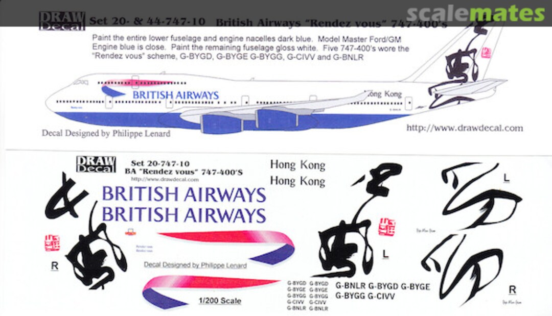 Boxart British Airways “Rendez Vous” 747-400's 20-747-10 Draw Decal