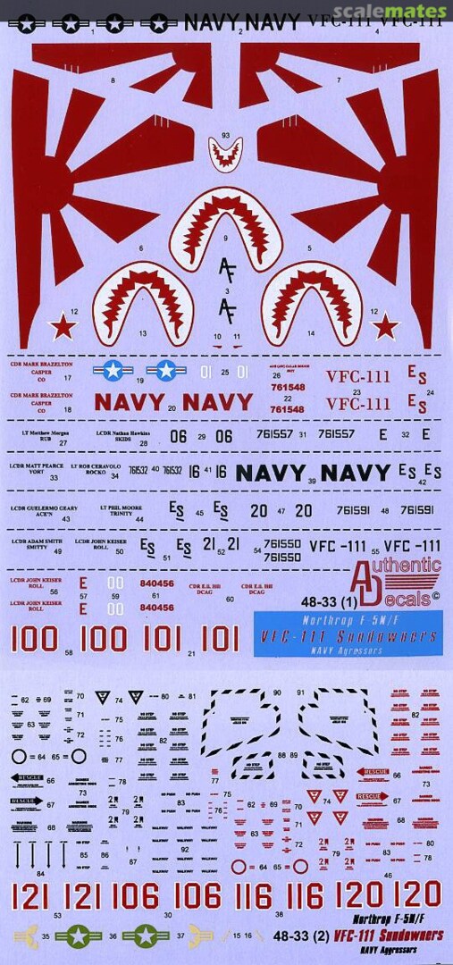 Boxart Northrop F-5N/F Tiger II 48-33 Authentic Decals