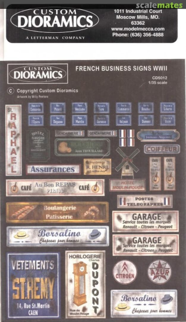 Boxart French Business Signs WWII CD5012 Custom Dioramics