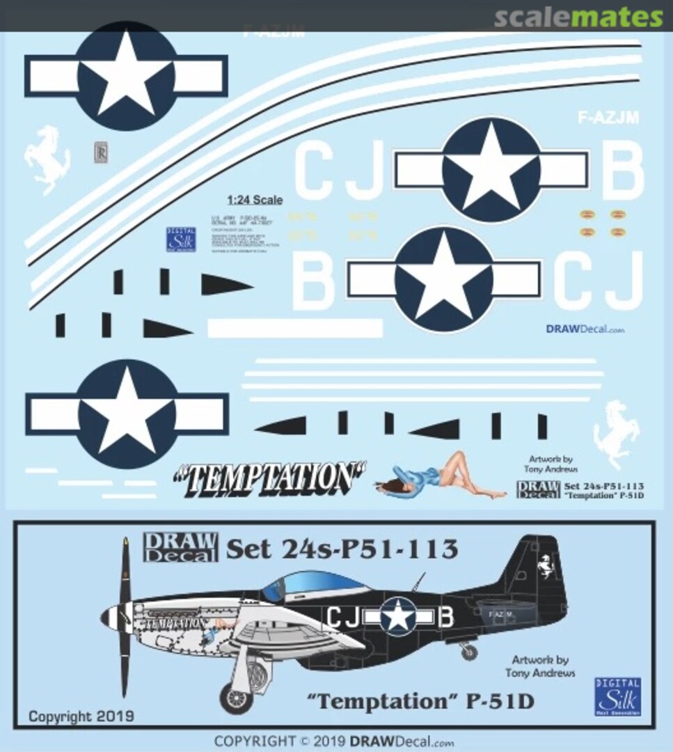 Boxart “Temptation” P-51D 24-P51-113 Draw Decal