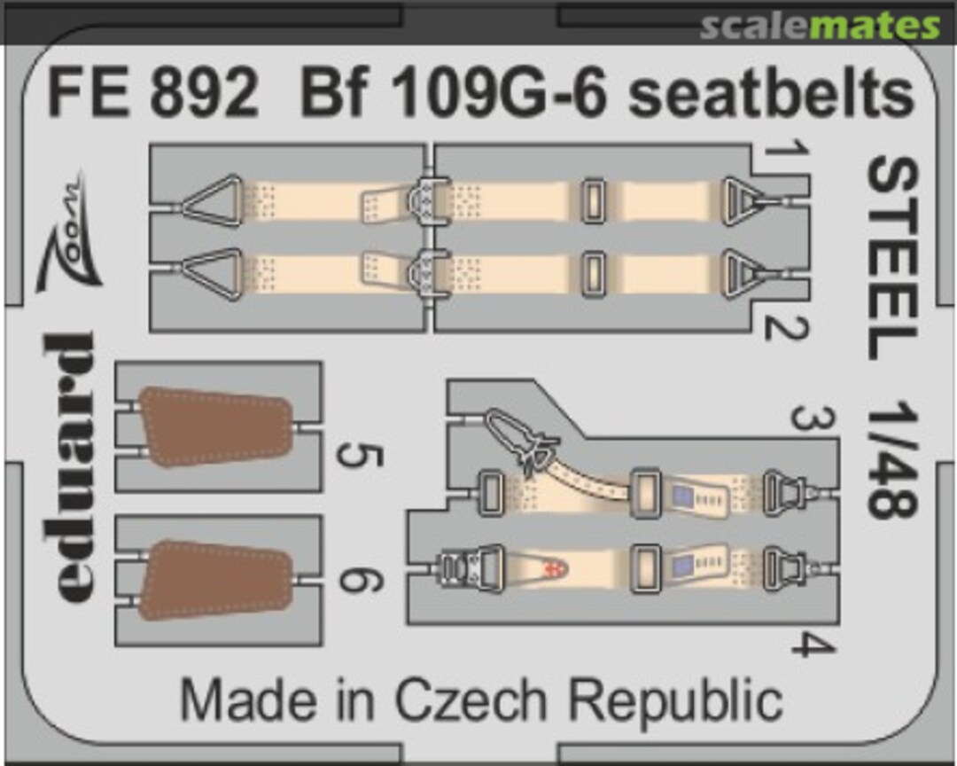 Boxart Bf 109G-6 seatbelts STEEL FE892 Eduard