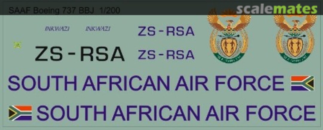 Boxart SAAF Boeing 737-700 BBJ MAV200006 MAV Decals