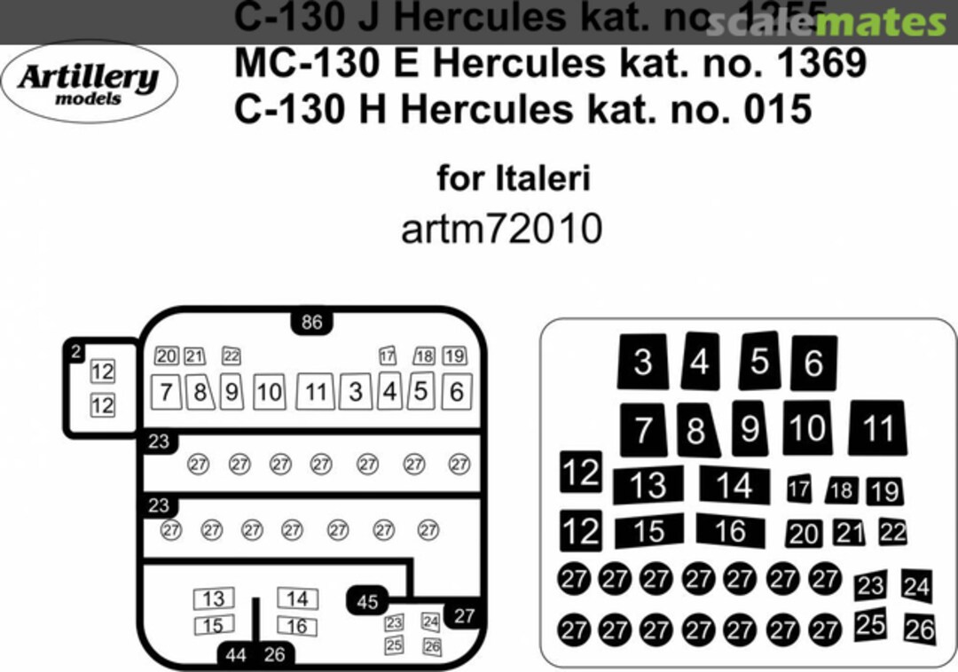 Boxart C-130 J+H, MC-130 E Hercules masks artm72010 Artillery models