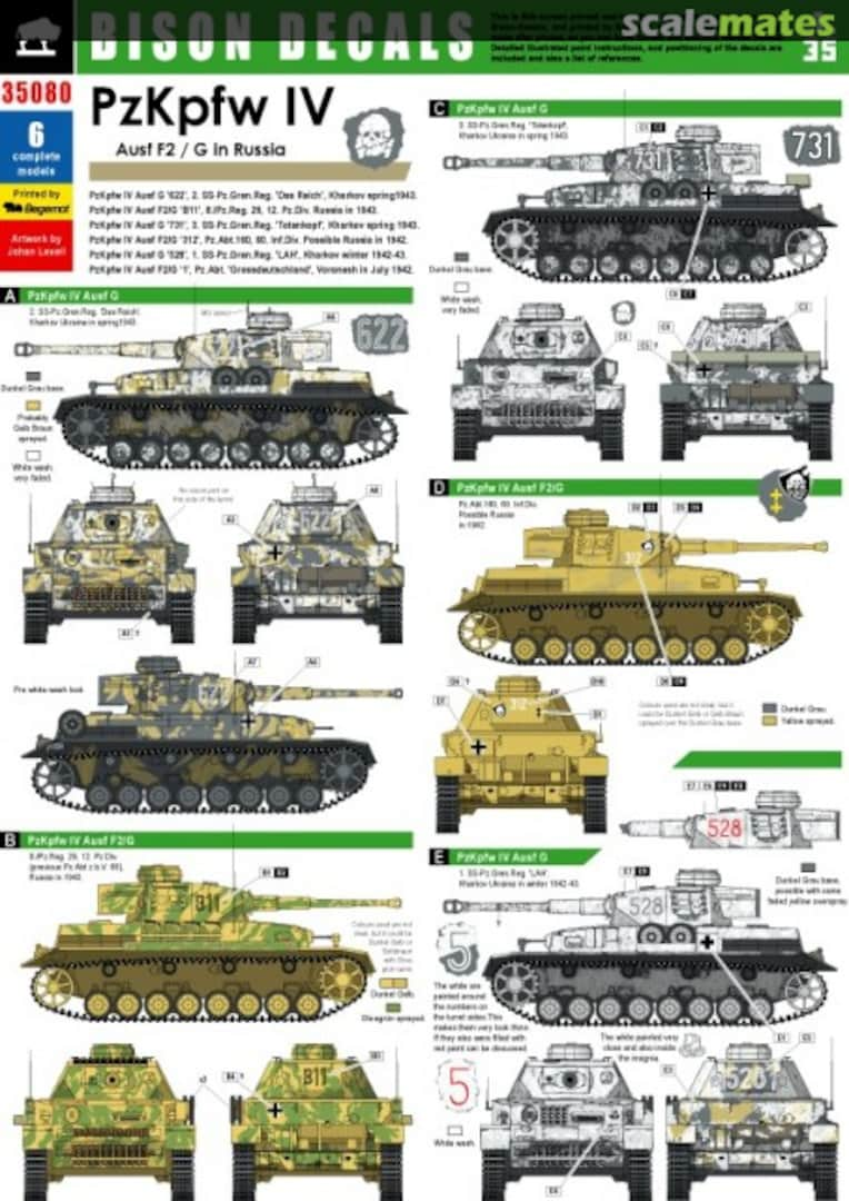 Boxart PzKpfw IV Ausf F2 / G in Russia. 35080 Bison Decals