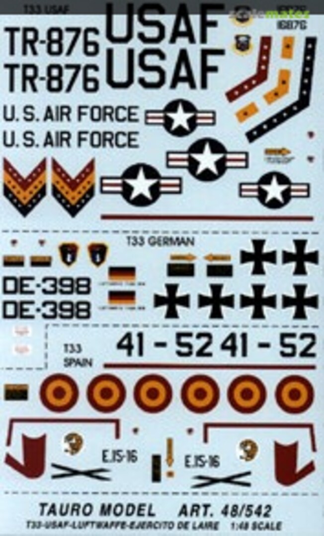 Boxart Lockeed T-33A (USAF * LUFTWAFFE * Ejercito des Aire) 48-542 Tauro Model