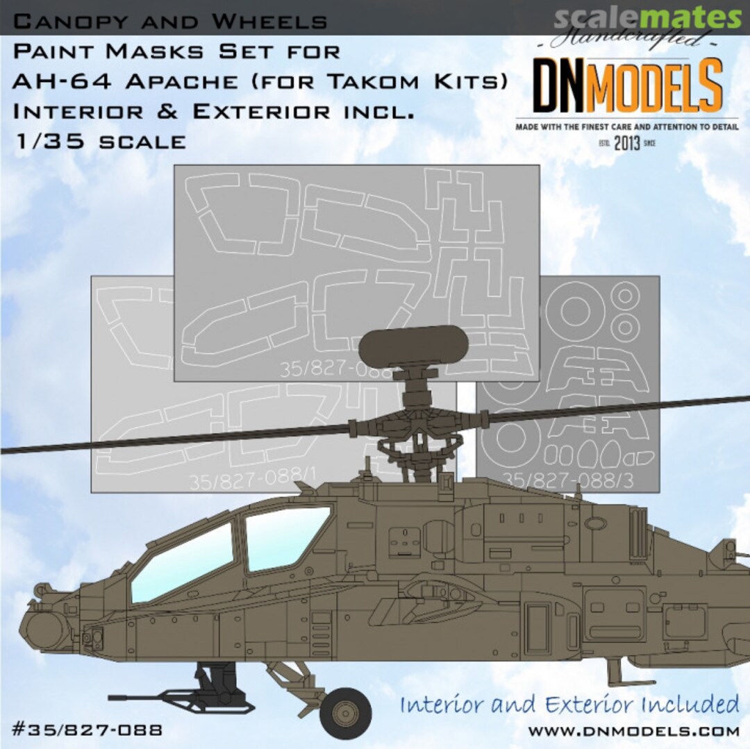 Boxart AH-64 Apache Canopy & Wheels Paint Masks Set 35/827-088 DN Models