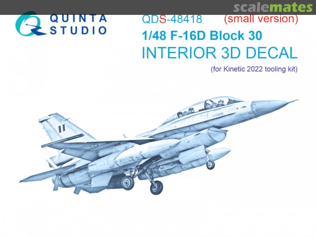 Boxart F-16D block 30 interior 3D decals (small version) QDS-48418 Quinta Studio