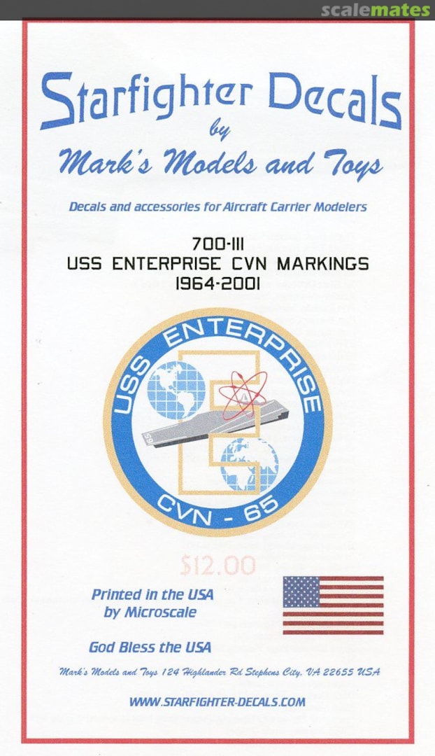 Boxart USS Enterprise CVN-65 - Markings 1964-2001 700-111 Starfighter Decals