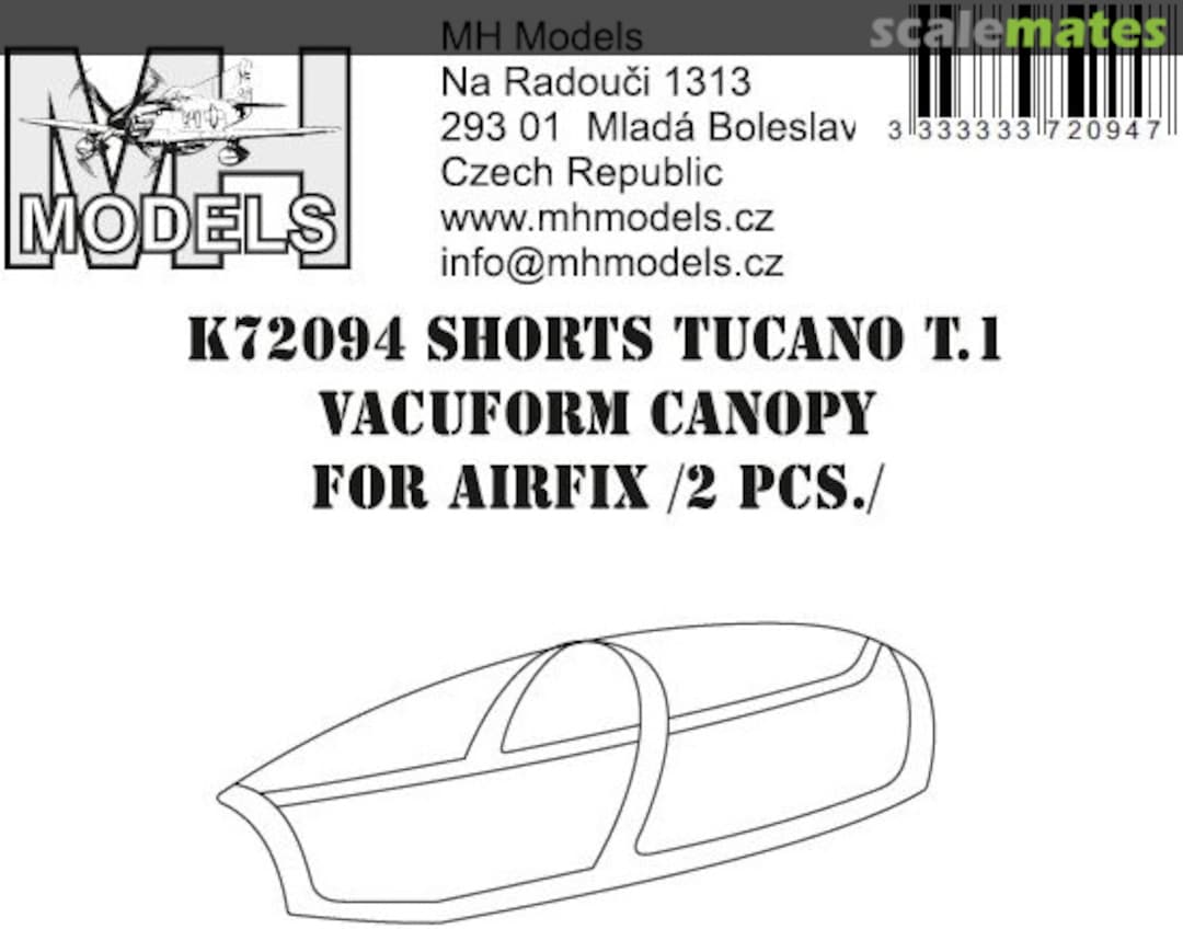 Boxart Shorts Tucano T.1 Vacuform canopy K72094 MH Models