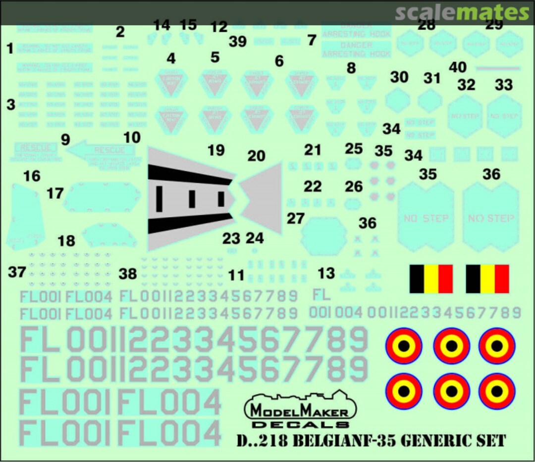 Contents Belgian F-35A Generic Set D32218 ModelMaker