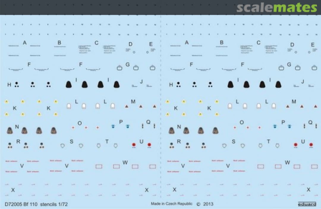 Boxart Bf 110 E stencils D72005 Eduard