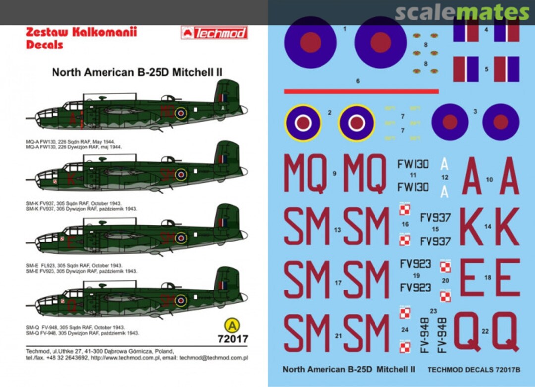 Boxart North American B-25D Mitchell II 72017 Techmod