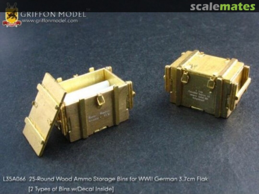 Boxart 5-Round Wood Ammo Storage Bins for 3.7cm Flak L35A066 Griffon Model