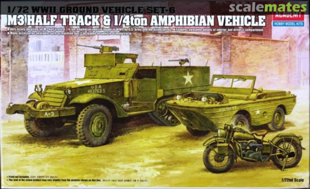 Boxart M3 Half Track & 1/4ton Amphibian Vehicle 13408 Academy