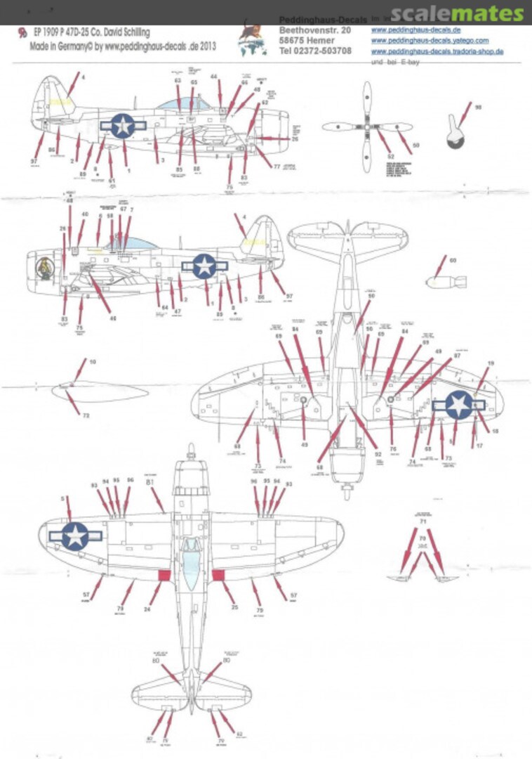Boxart P-47D-25 Col David Schilling CO 56 th FG, Boxted, December 1944 EP 1909 Peddinghaus-Decals