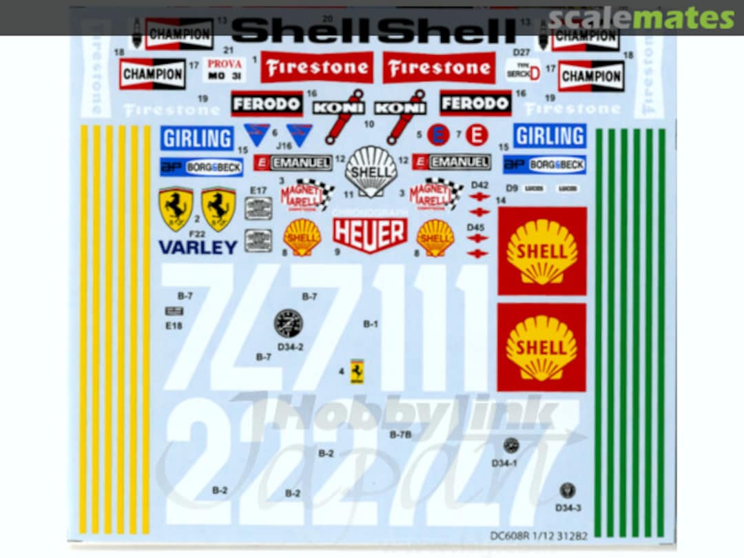 Boxart Ferrari 312B Part 2 Decals (for Tamiya) ST27-DC608R Studio27