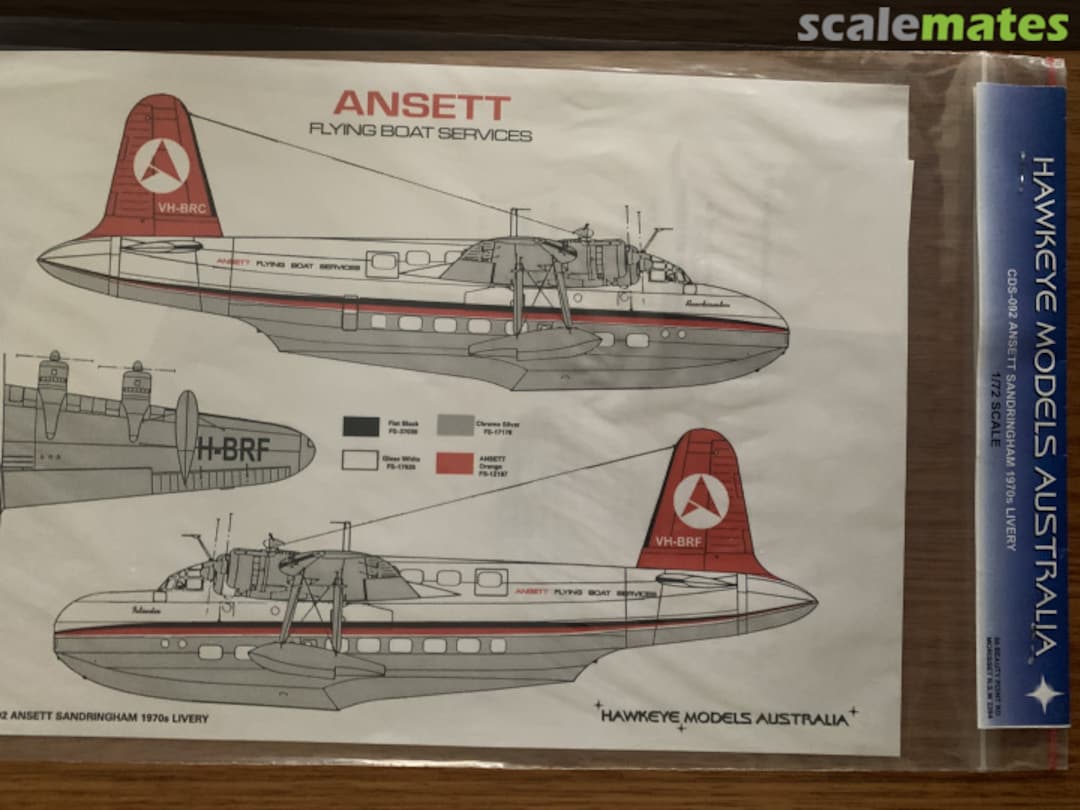 Boxart ANSETT SANDRINGHAM 1970s LIVERY CDS-092 Hawkeye Models