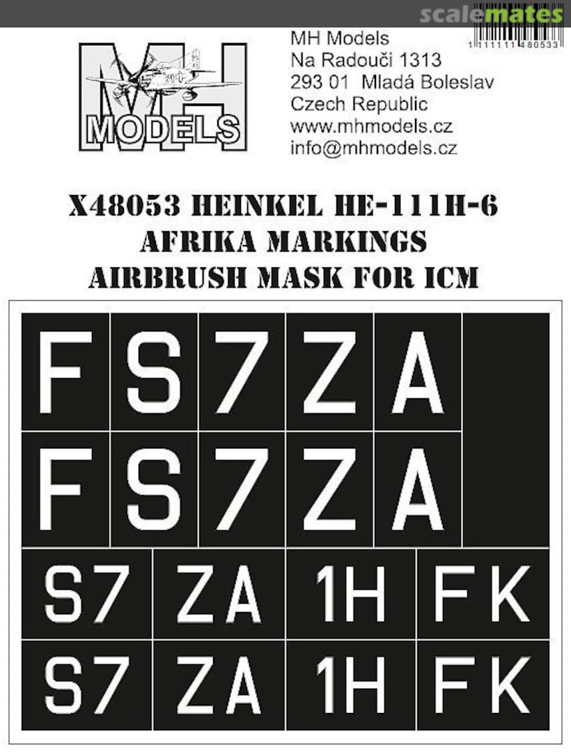 Boxart Heinkel He-111H-6 Africa Markings Airbrush Mask X48053 MH Models