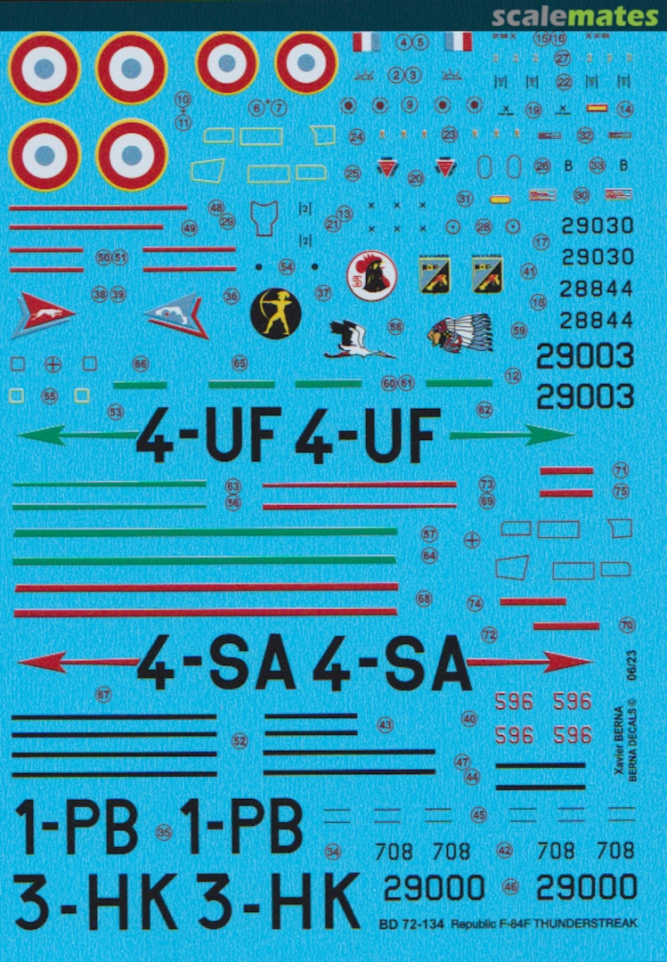 Boxart F-84F Thunderstreak french airforce BD 72-134 Berna Decals