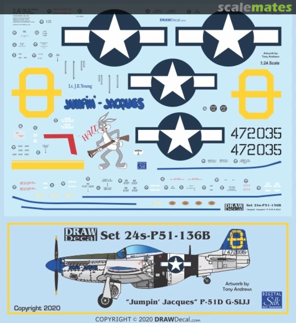 Boxart “Jumpin’ Jacques” P-51D G-SIJJ 24-P51-136B Draw Decal