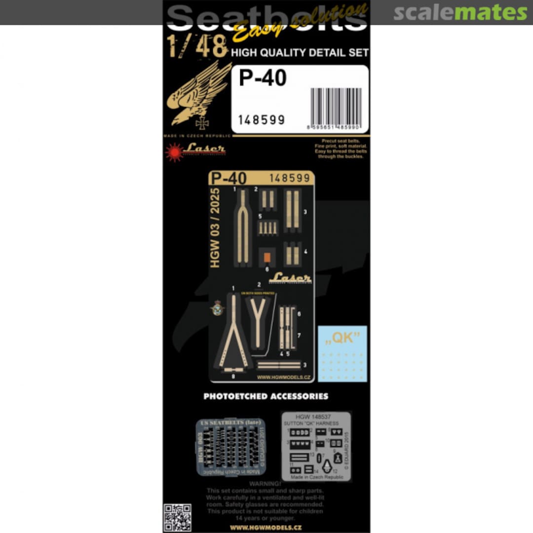 Boxart P-40 Seatbelts 148599 HGW Models