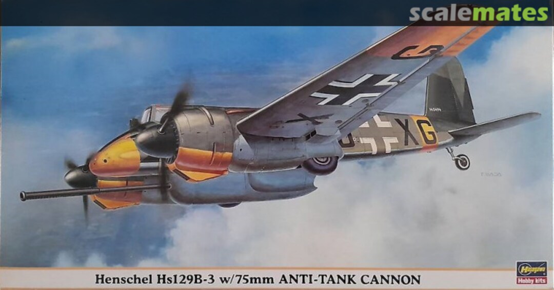 Boxart Henschel Hs129B-3 w/75mm Anti-Tank Cannon 09381 Hasegawa