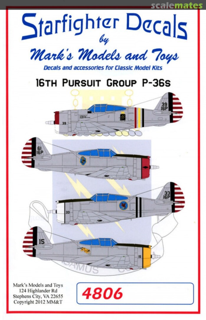 Boxart 16th Pursuit Group P-36s 4806 Starfighter Decals