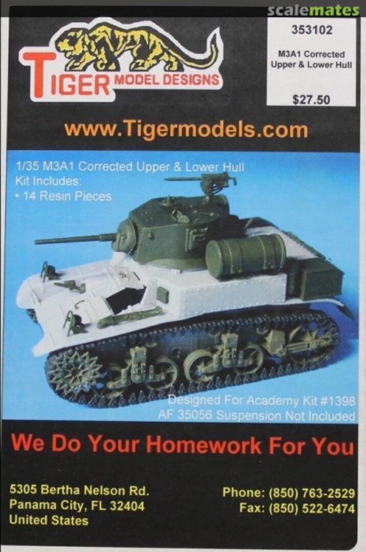 Boxart M3A1 Corrected Upper and Lower Hull 353102 Tiger Model Designs