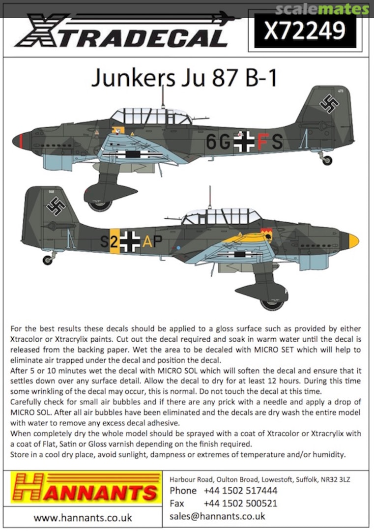 Boxart Junkers Ju 87B-1 'Stuka' X72249 Xtradecal