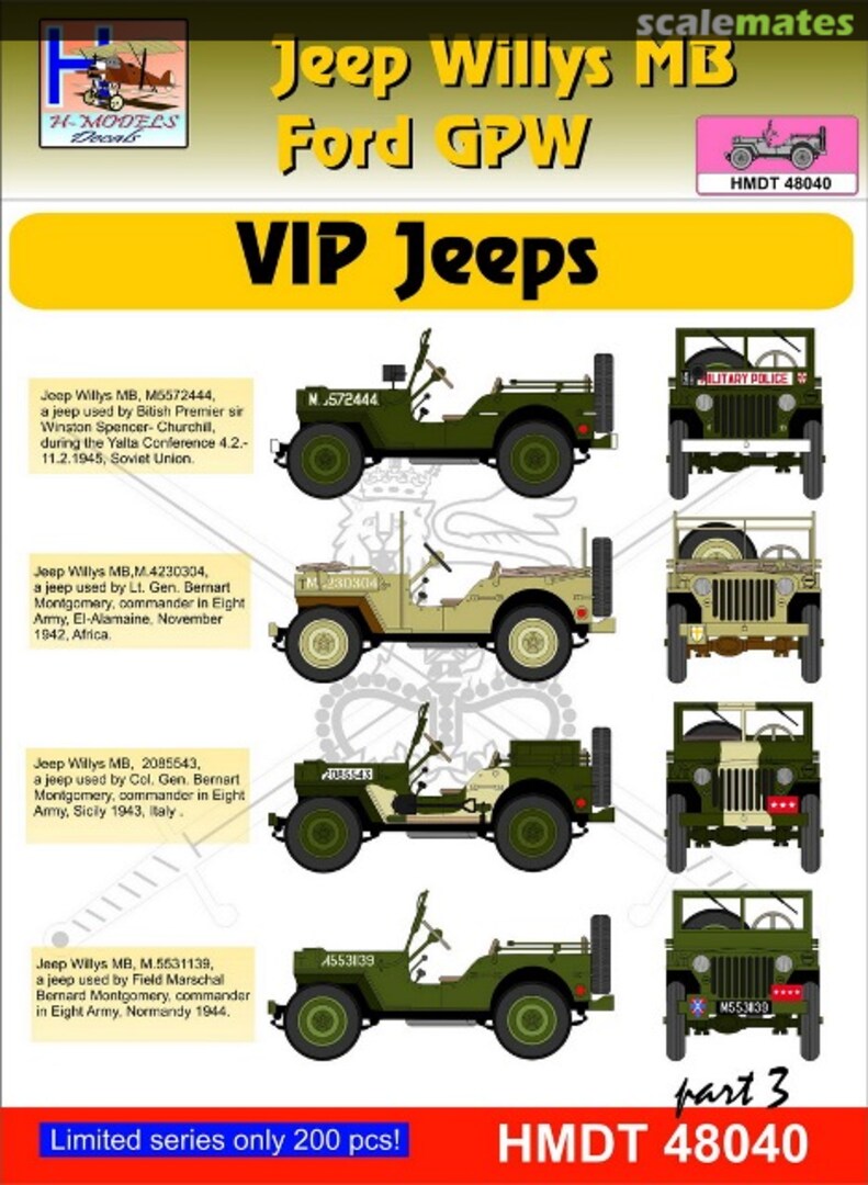 Boxart Willys Jeep MB/Ford GPW: VIP Jeeps Part 3 HMDT48040 H-Models Decals