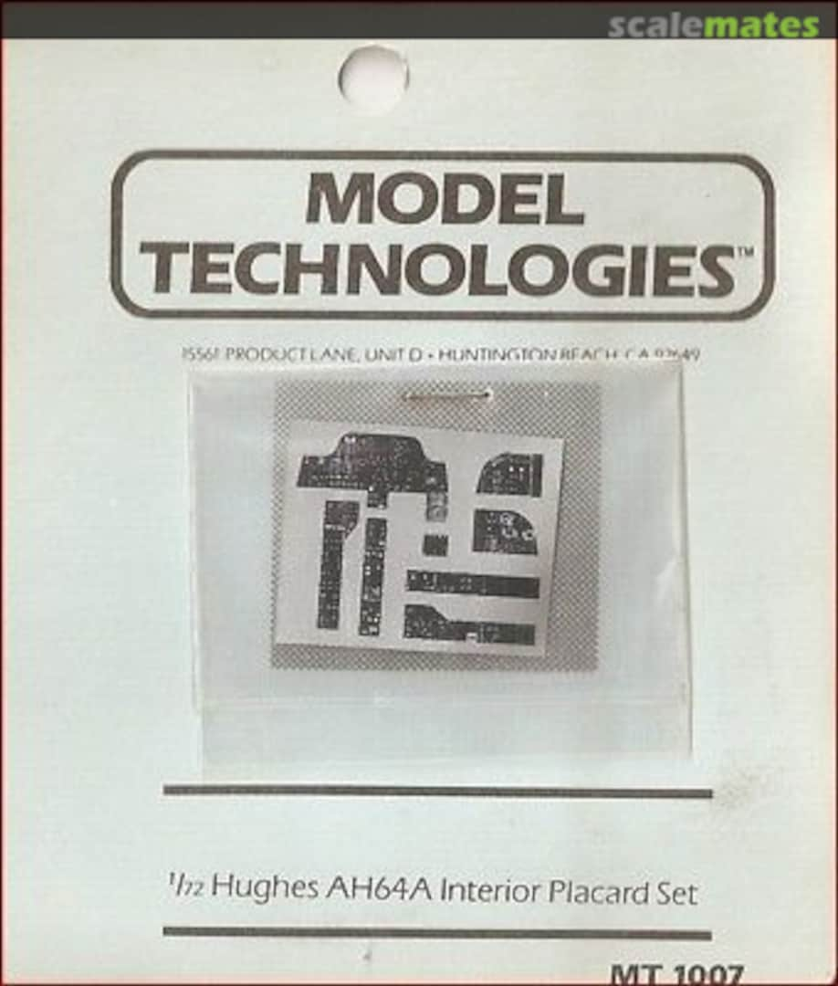 Boxart Hughes AH64A Interior Placard MT 1007 Model Technologies