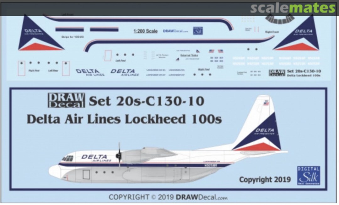 Boxart Delta Air Lines L-100 Hercules 20s-C130-10 Draw Decal