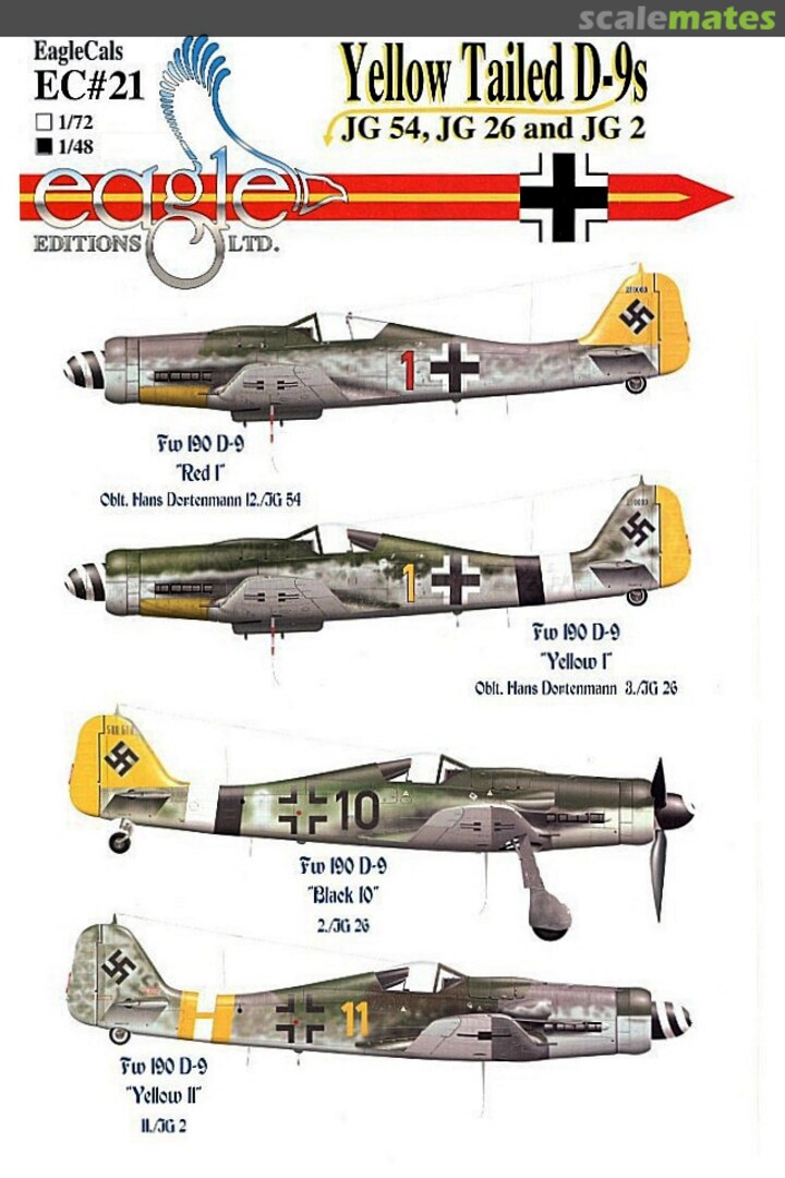 Boxart Yellow Tailed D-9s EagleCals EC48-21 Eagle Editions