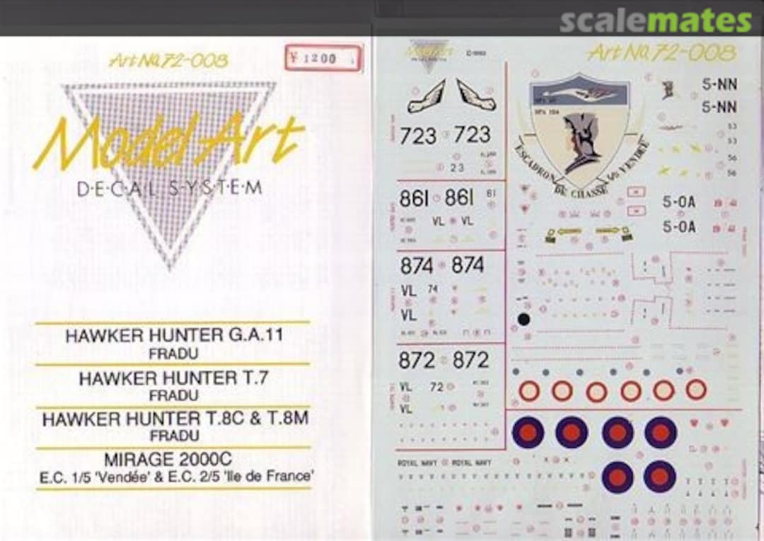 Boxart Hawker Hunter & Mirage 2000C 72/008 Model Art Decal System