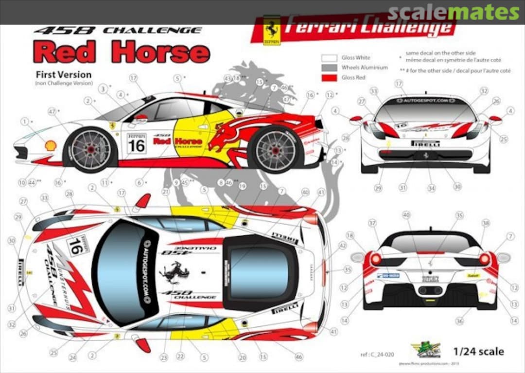 Boxart Ferrari 458 "Red Horse" (1ère version) C 24-020 FFSMC Productions