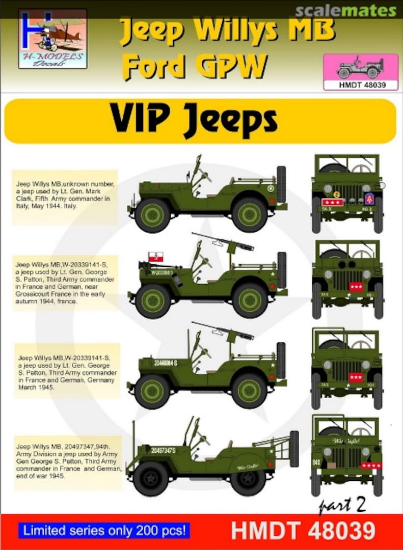 Boxart Willys Jeep MB/Ford GPW: VIP Jeeps Part 2 HMT48039 H-Models Decals