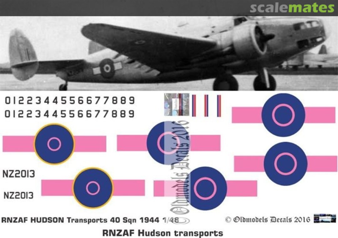 Boxart RNZAF Hudson C63 Transports (40 Sqn) 1943-45 OMD0968 Oldmodels Decals