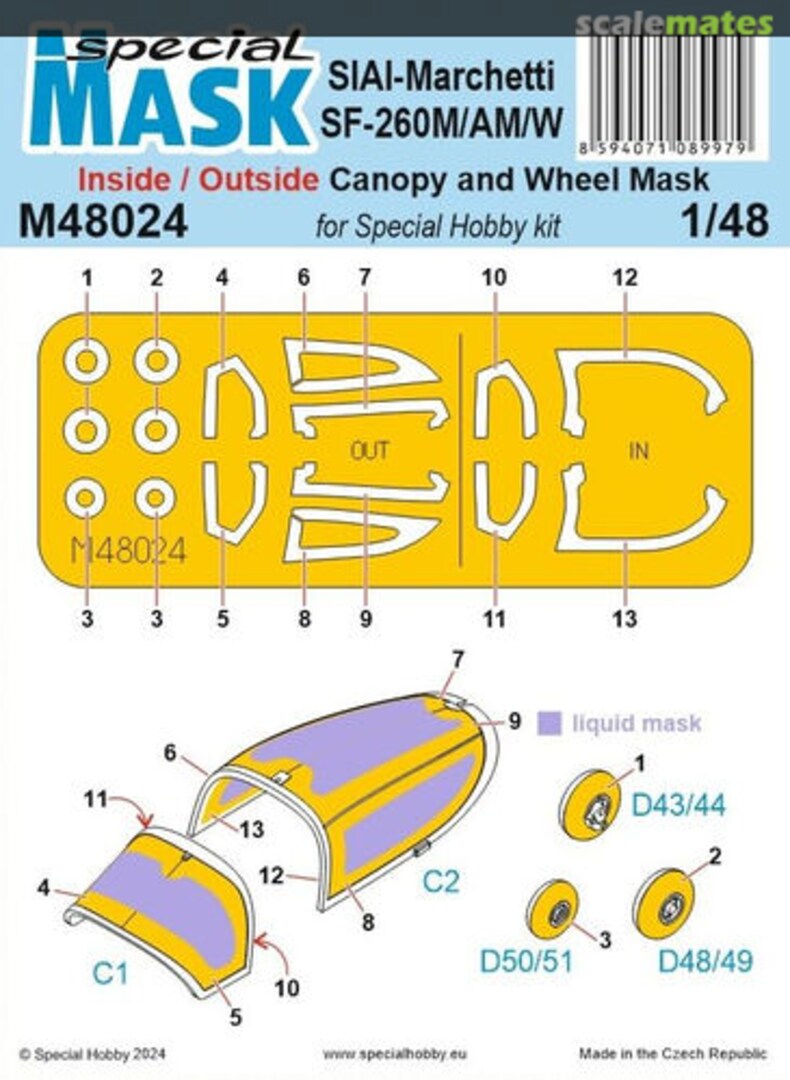 Boxart SIAI-Marchetti SF-260m/AW/W Canopy and Wheel MAsk M48024 Special Mask