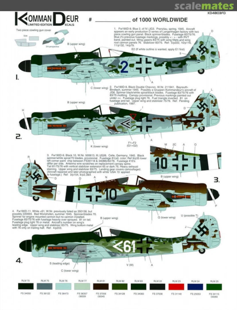 Boxart Focke-Wulf Fw 190 D-9 & 11 KD4803FD KommanDeur Decals