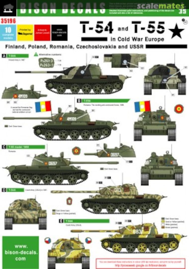 Boxart T-54 and T-55 in Cold War Europe 35196 Bison Decals