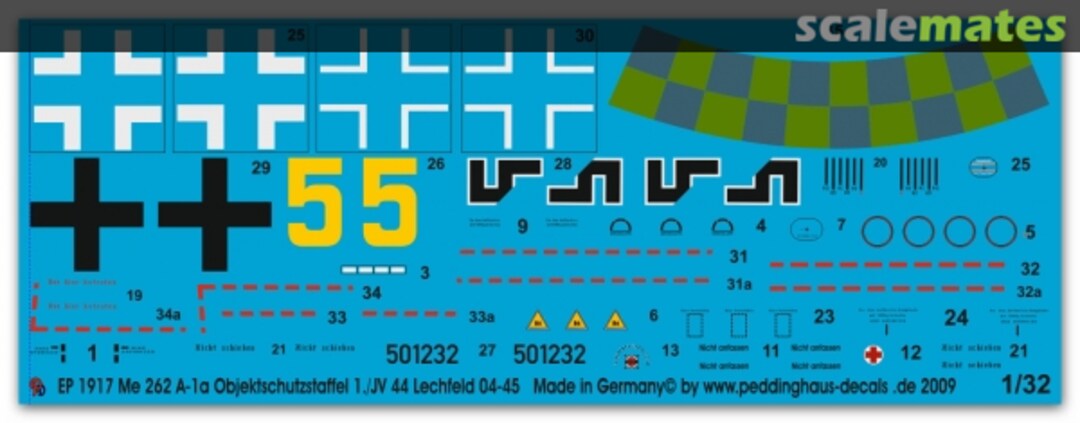 Boxart Me 262A-1a Objektschutzstaffel 1./JV 44 Lechfeld 04/45 EP 1917 Peddinghaus-Decals