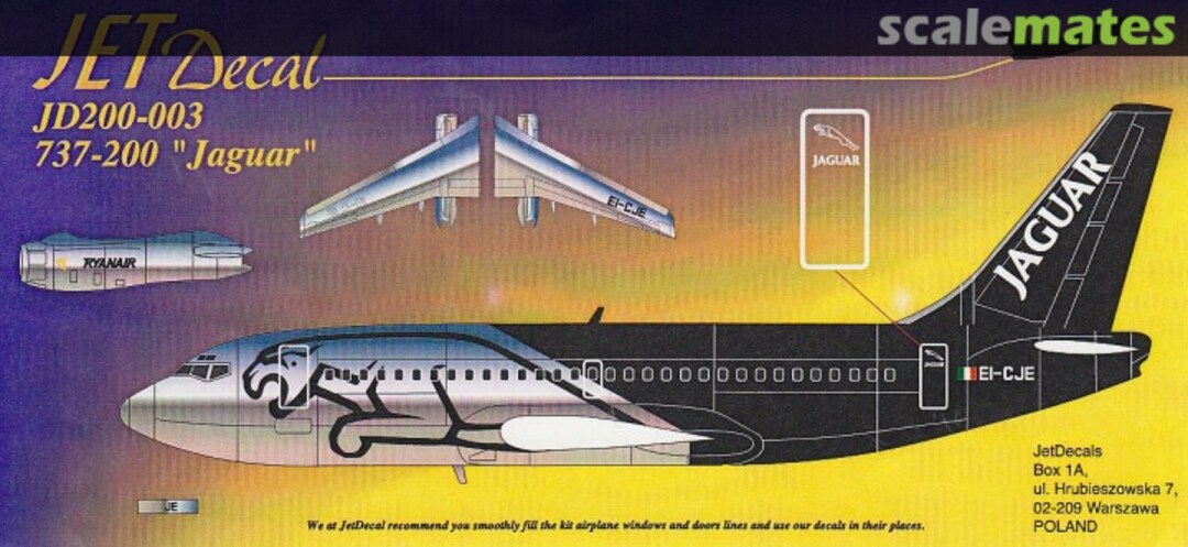 Boxart 737-200 Jaguar JD200-003 Jet Decals