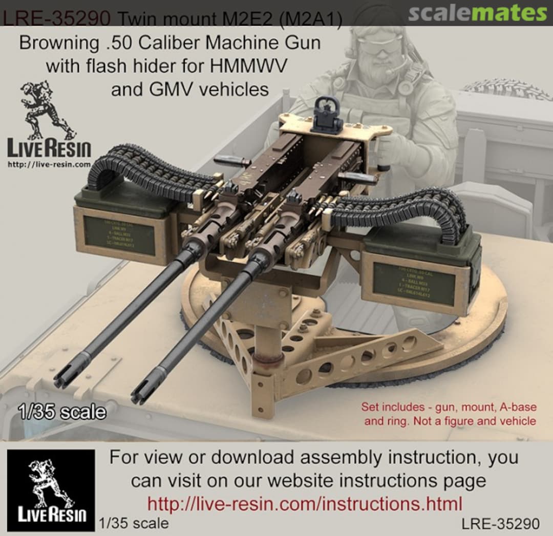 Boxart Twin mount M2E1 Browning .50 Cal MG for HMMWV GMV LRE-35290 Live Resin