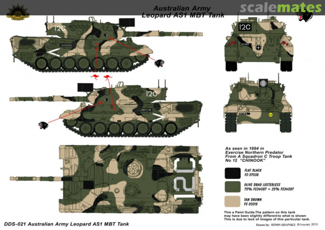 Boxart Australian Army Leopard AS1 MBT Tank DDS-021 Ronin Decals