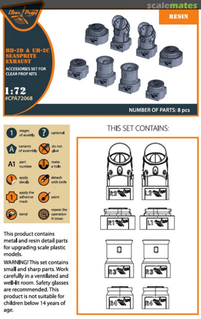 Boxart HH-2D & UH-2C Sea Sprite - exhaust CPA72068 Clear Prop!