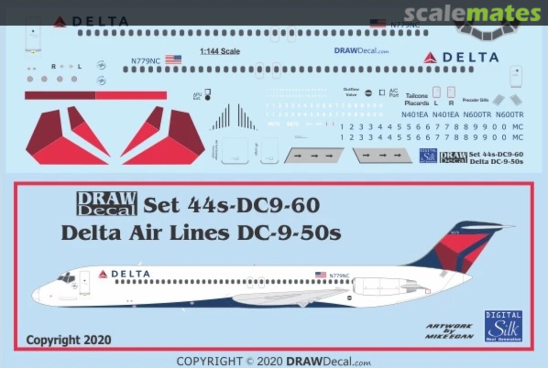 Boxart Delta Air Lines DC-9-50s 44-DC9-60 Draw Decal