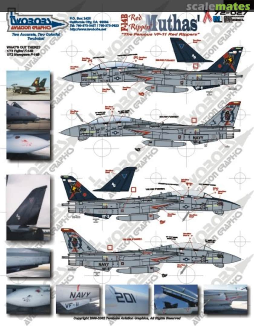 Boxart F-14B Red Rippin' Muthas' 72-027 TwoBobs Aviation Graphics