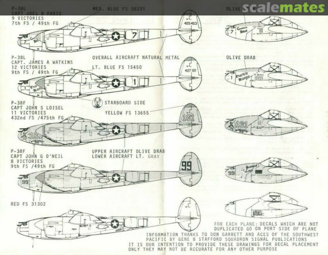 Contents P-38 Pacific Aces #1 72-256 Microscale